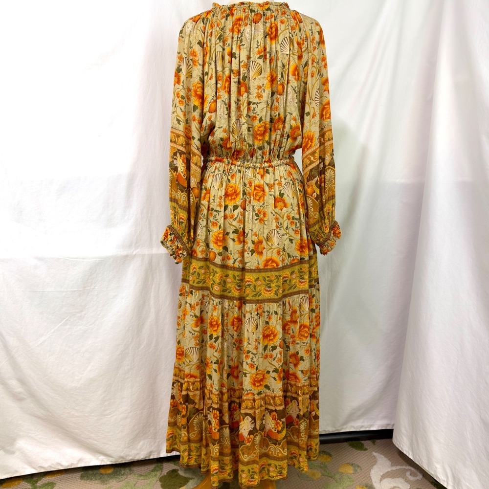 Spell & The Gypsy Collective Sand Seashell Gown Mermaid Tiered Maxi Dress L Boho - Picture 9 of 14